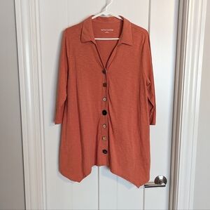 Soft Surroundings Danielle Fancy Button Scarf Hem Tunic - Orange sz L